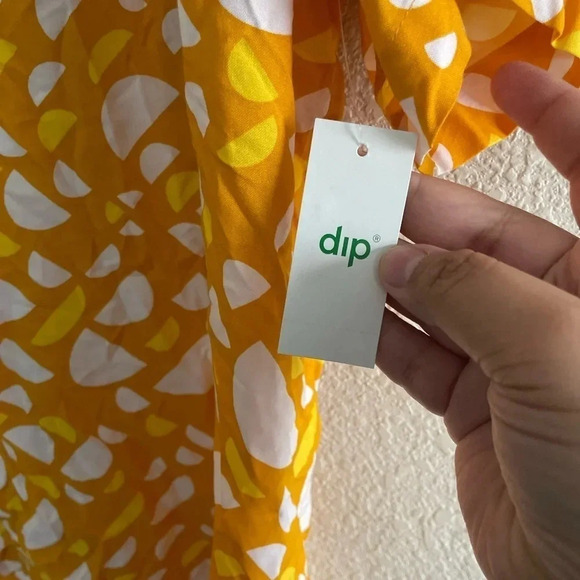 Dip button down short sleeve yellow and white shirt size L - Picture 3 of 5